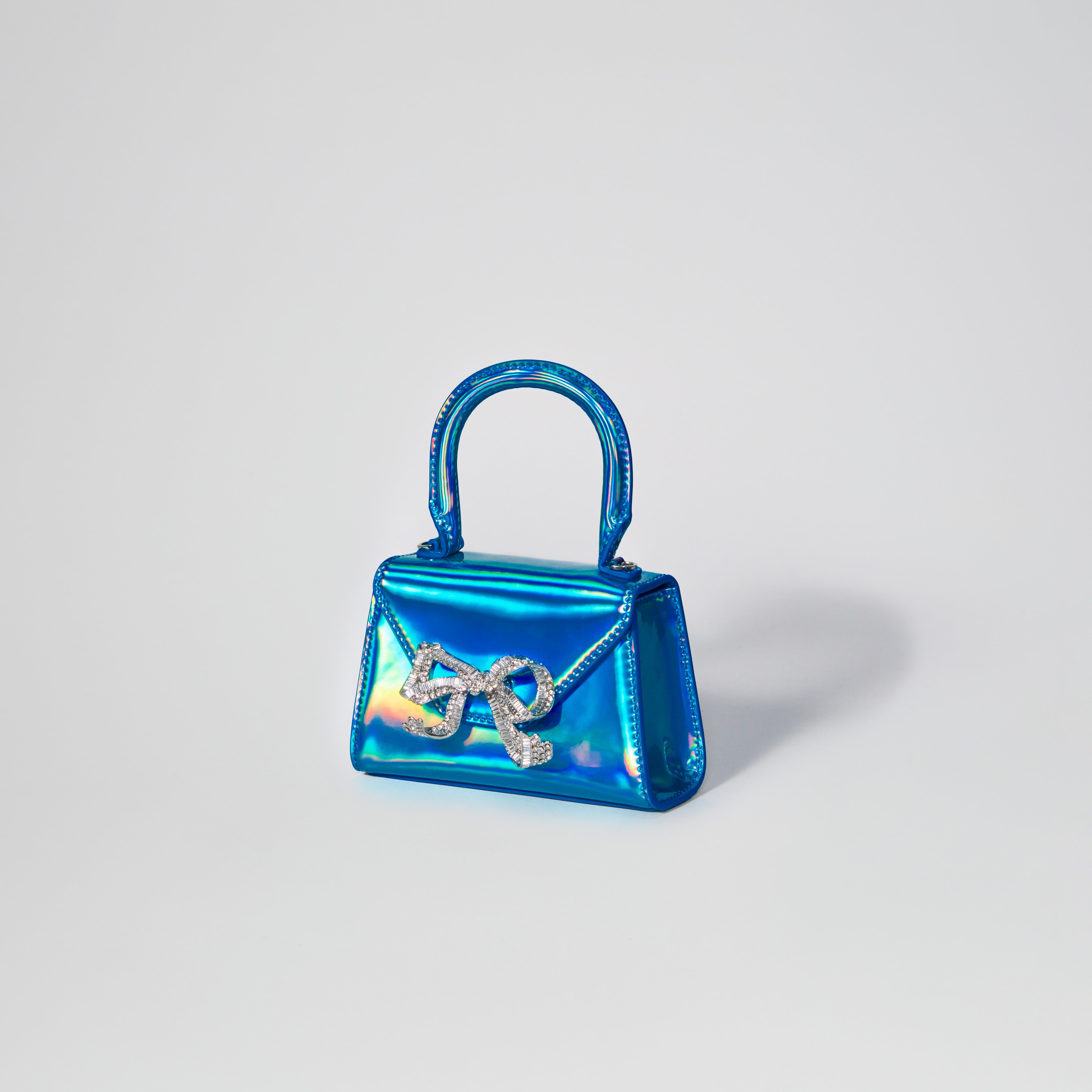 Blue Metallic Bow Envelope Micro Bag - 2