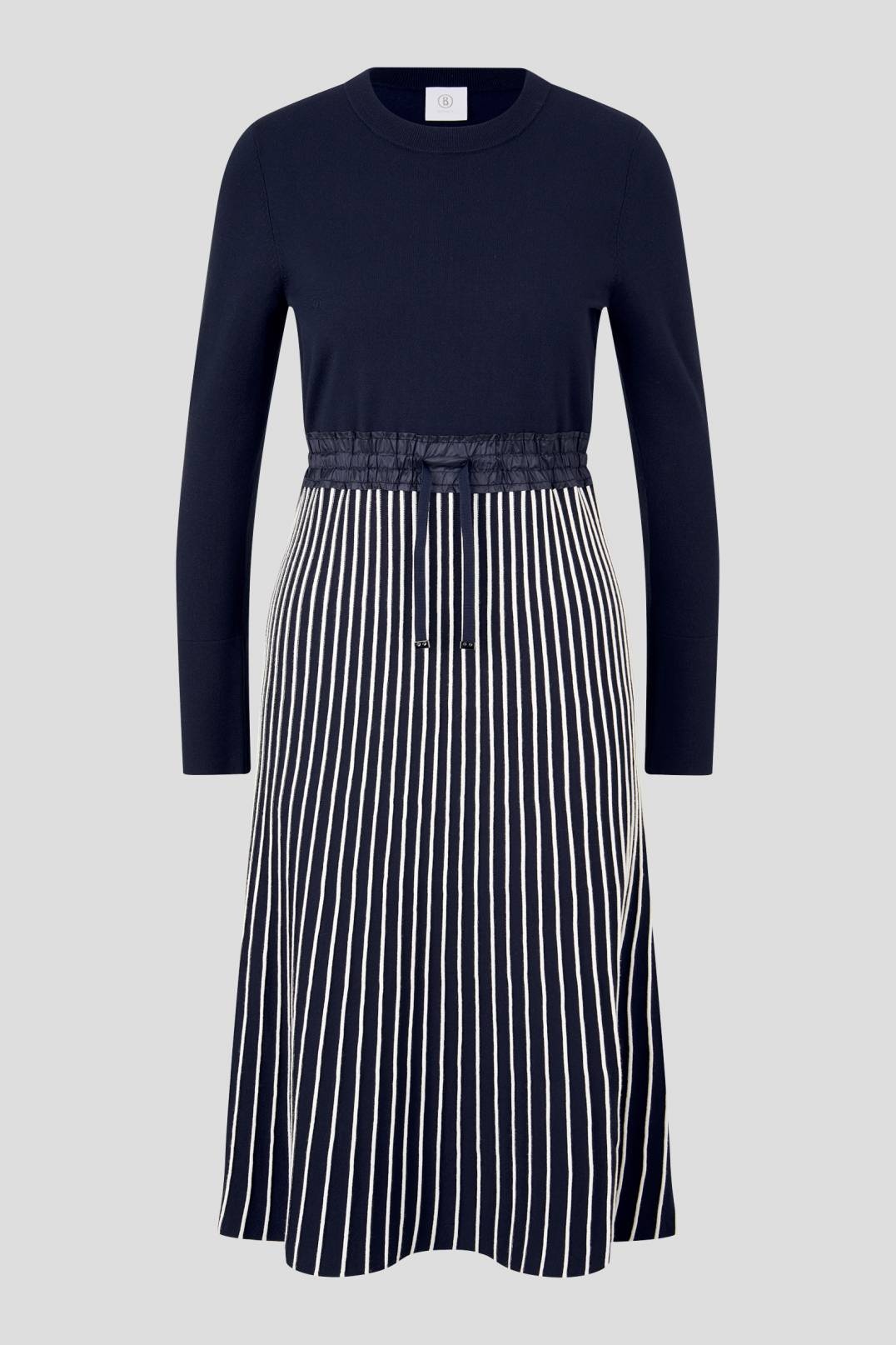 SAMINA KNITTED DRESS IN NAVY BLUE/WHITE - 1