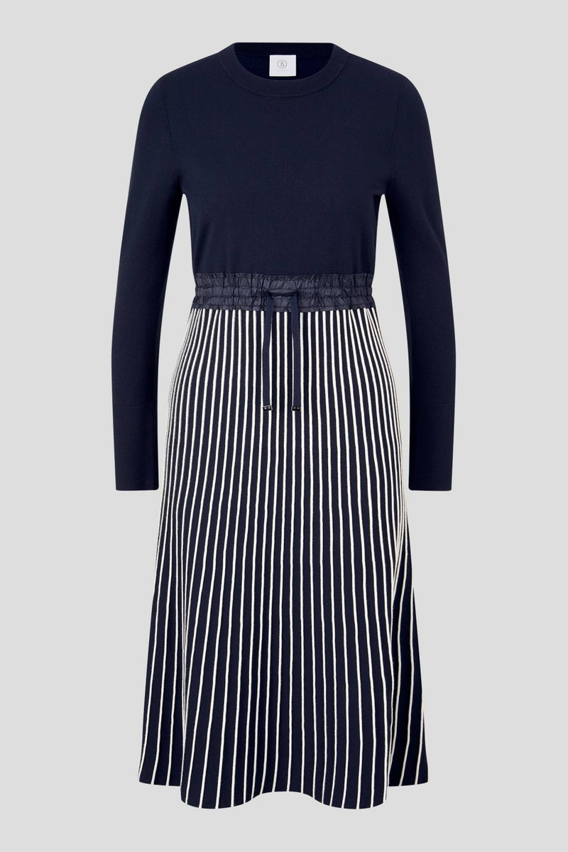 SAMINA KNITTED DRESS IN NAVY BLUE/WHITE 1