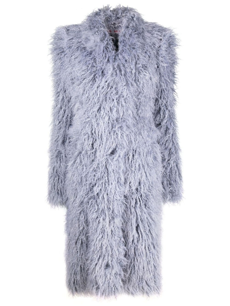 Furry faux-fur midi coat 1