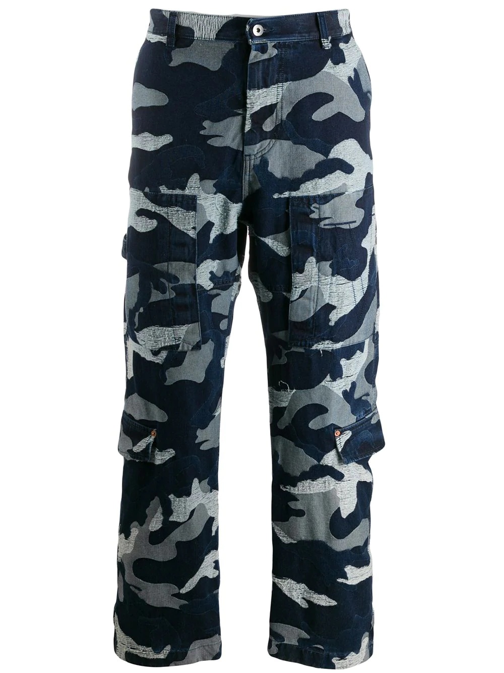 camouflage denim cargo trousers - 1