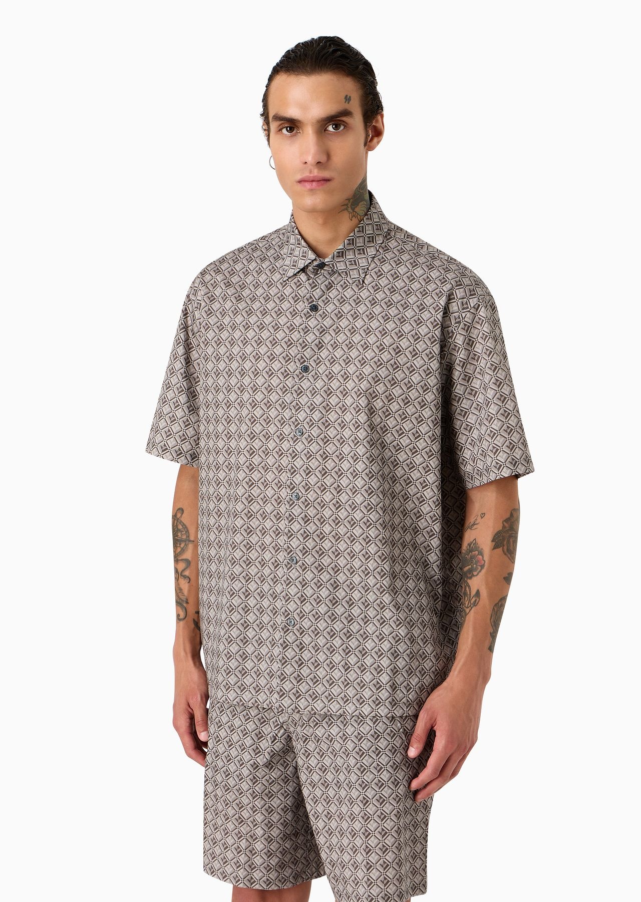 ASV Lyocell-blend oversized, short-sleeved shirt with all-over print - 2