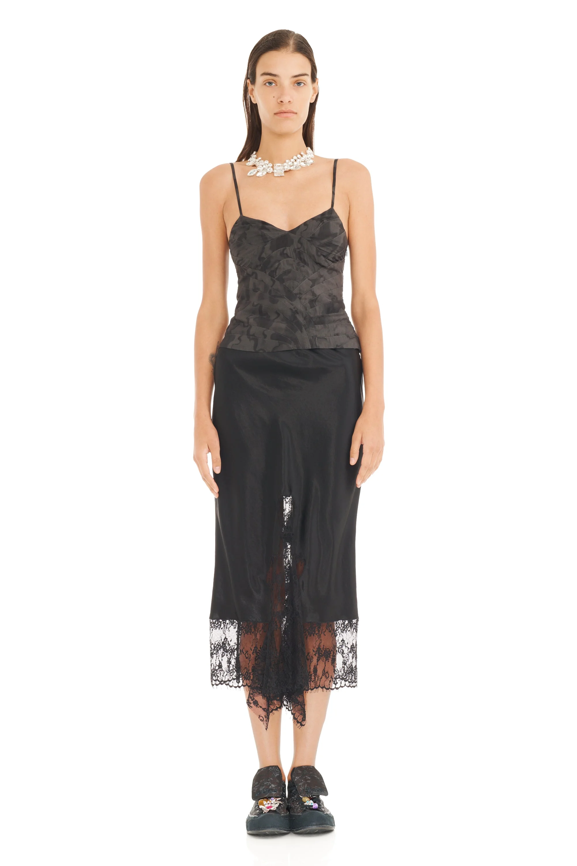 BLACK WATERCOLOR FLORAL SUNRAY TANK - 1
