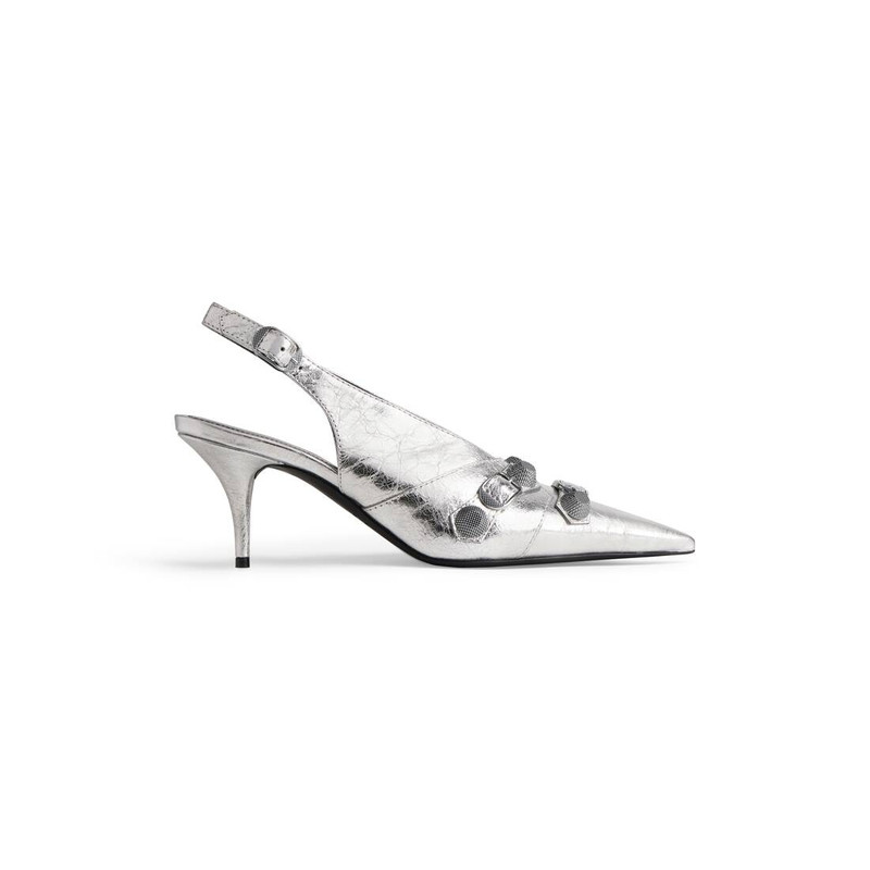 Women's Cagole Slingback 70mm Pump Metallized in Silver 1