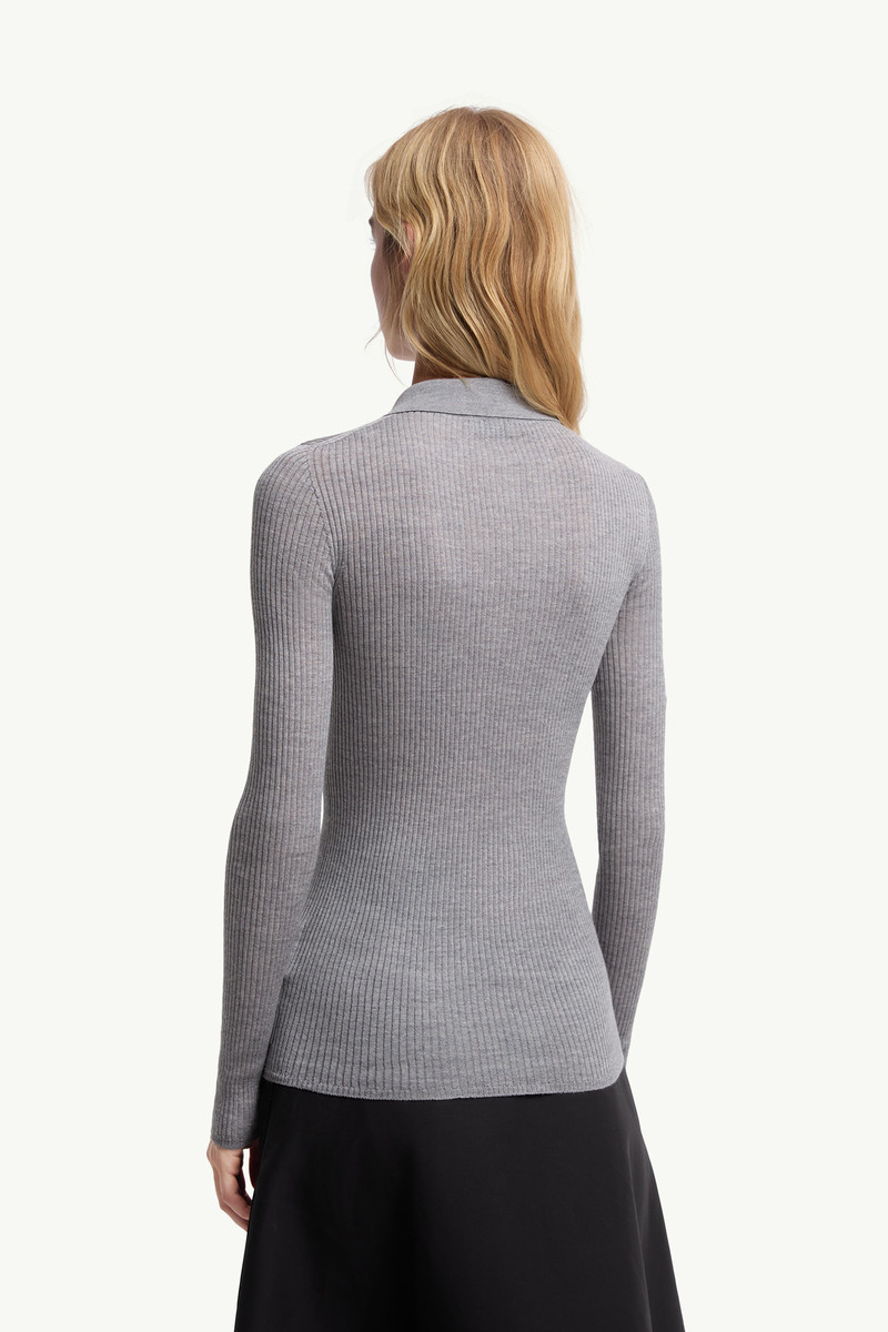 Wool Long Sleeve Polo Shirt 5