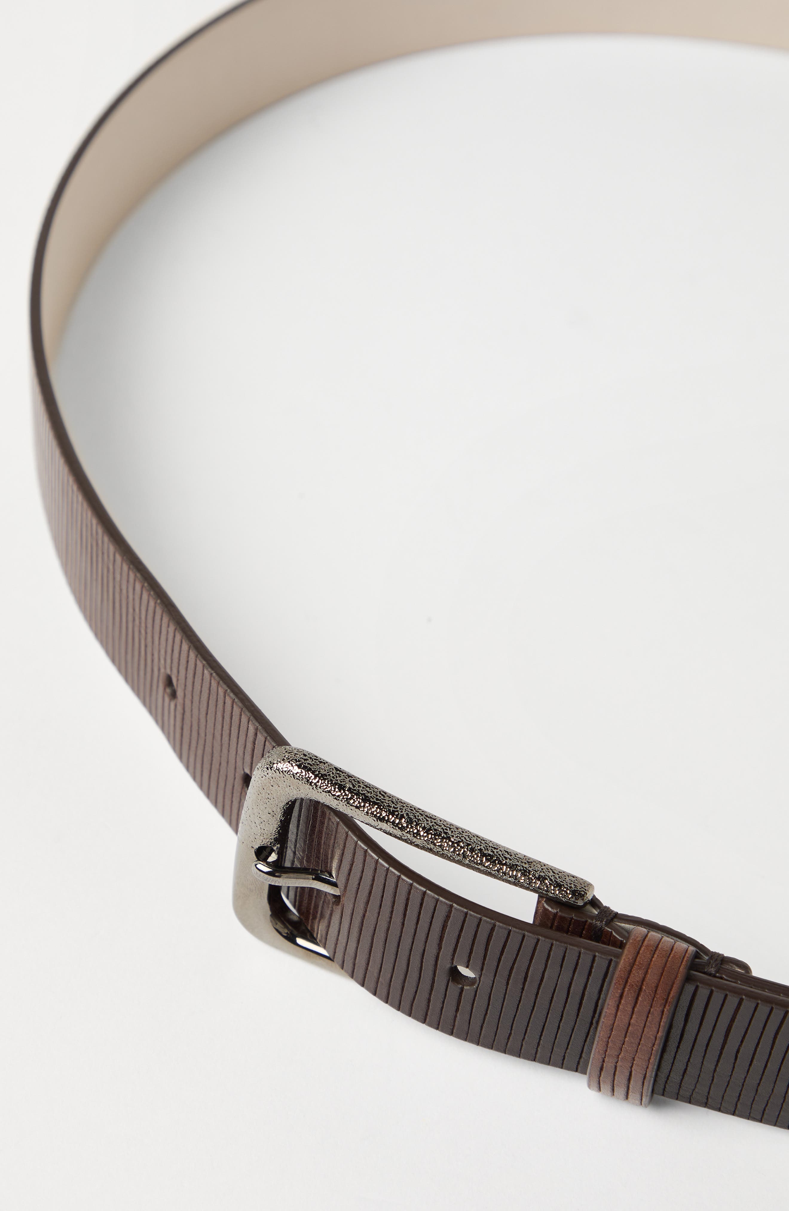 Brunello Cucinelli Carved leather belt in Cocoa at Nordstrom - 3