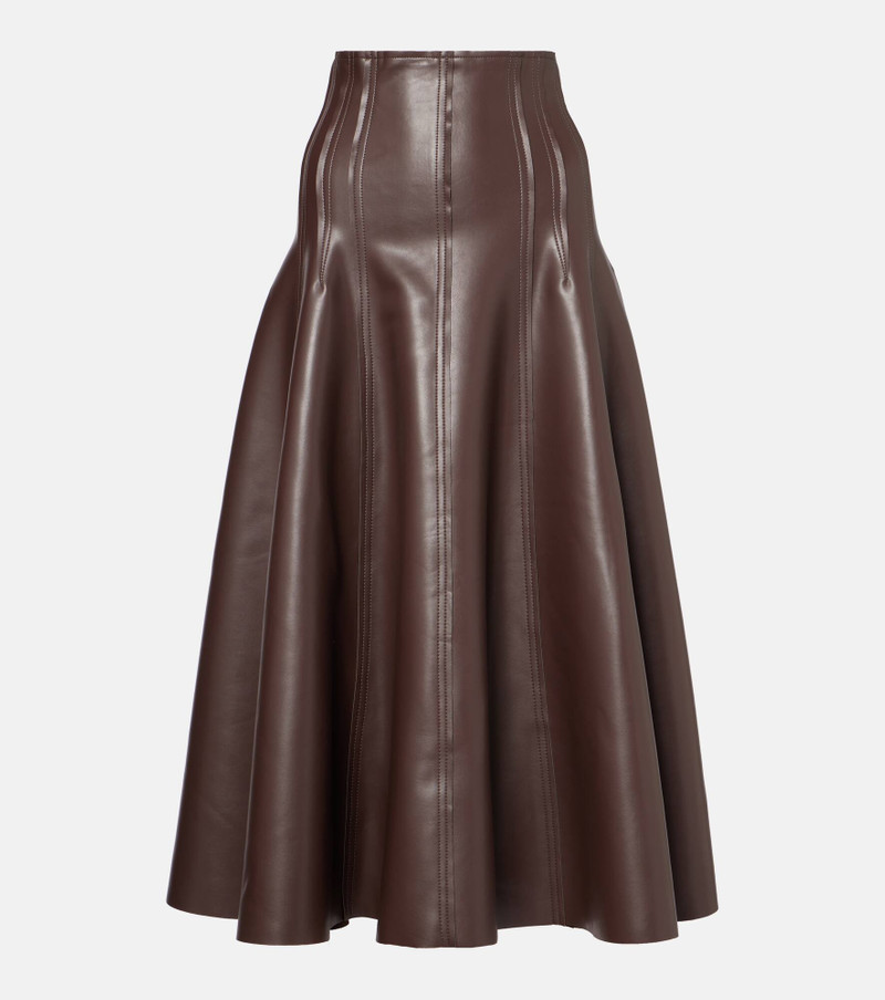 High-rise faux leather midi skirt 1