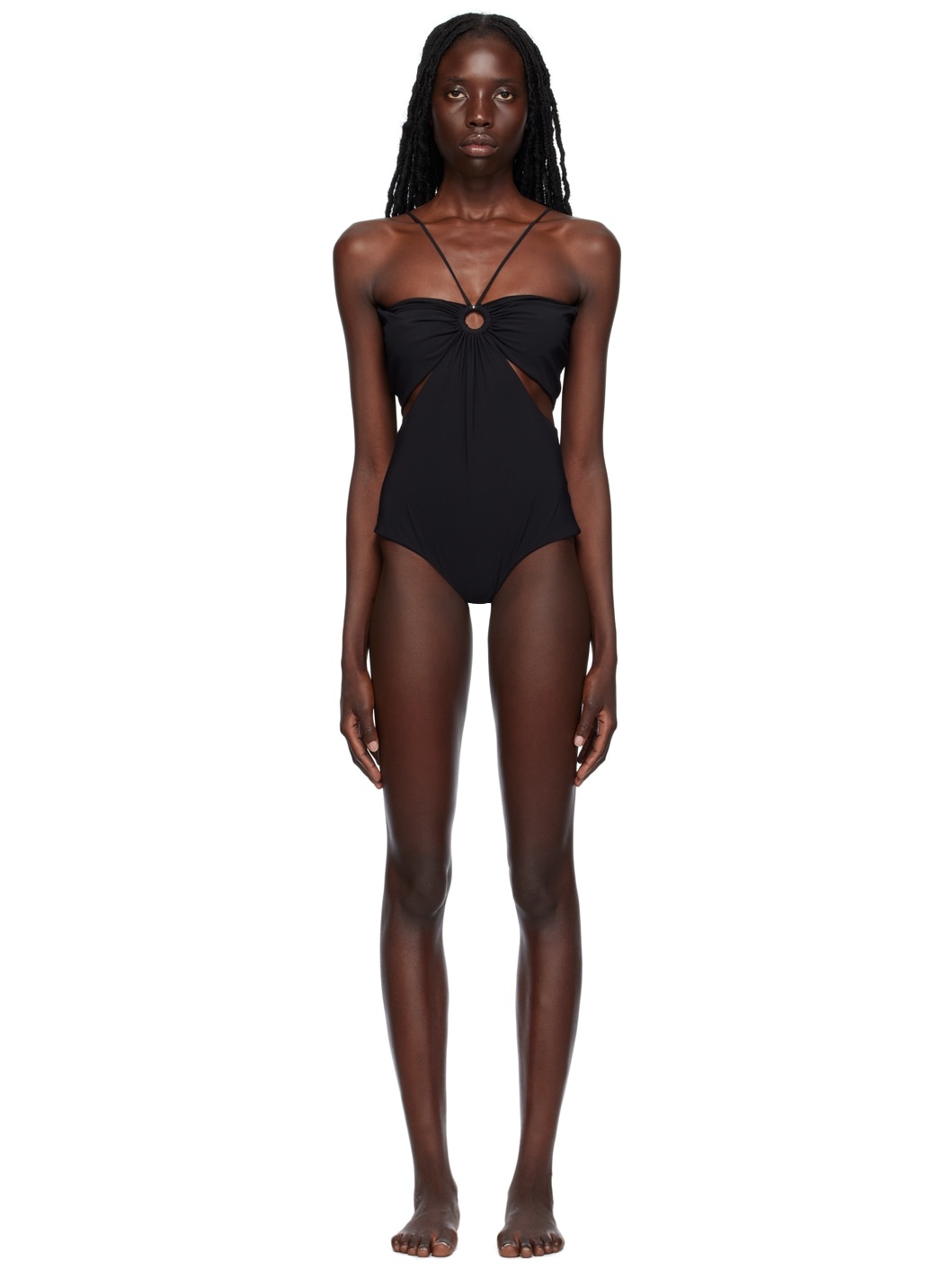 Black Cutout One-Piece Swimsuit - 1