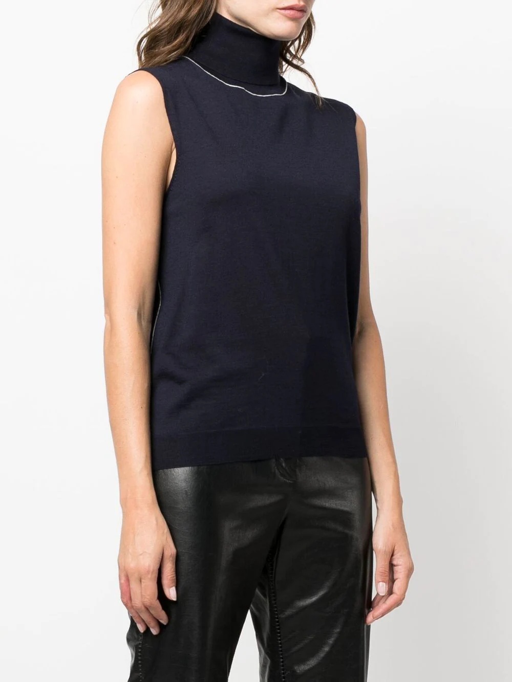 roll-neck sleeveless knitted top - 3