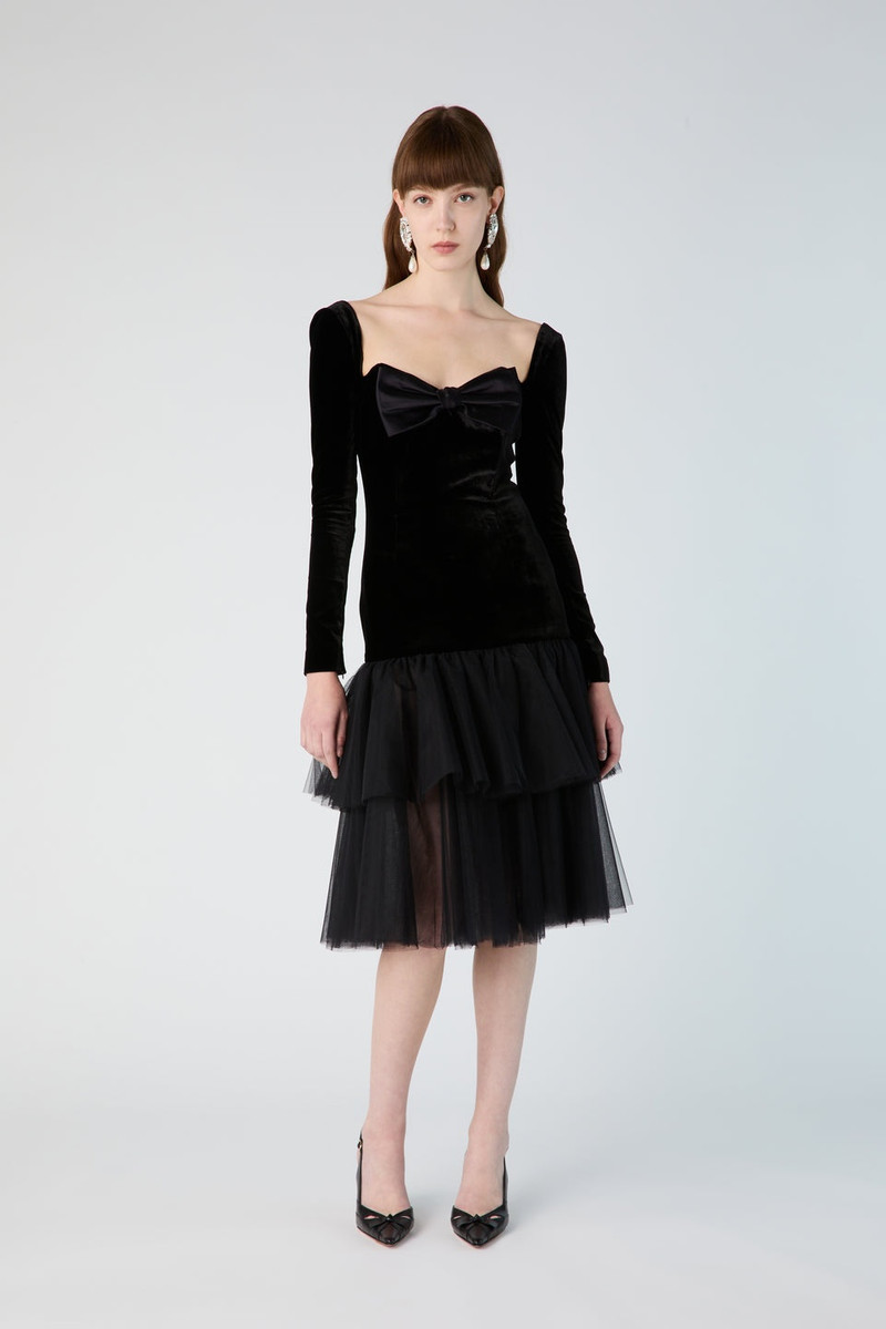 VELVET DRESS WITH TULLE SKIRT AND DUCHESSE BOW 4