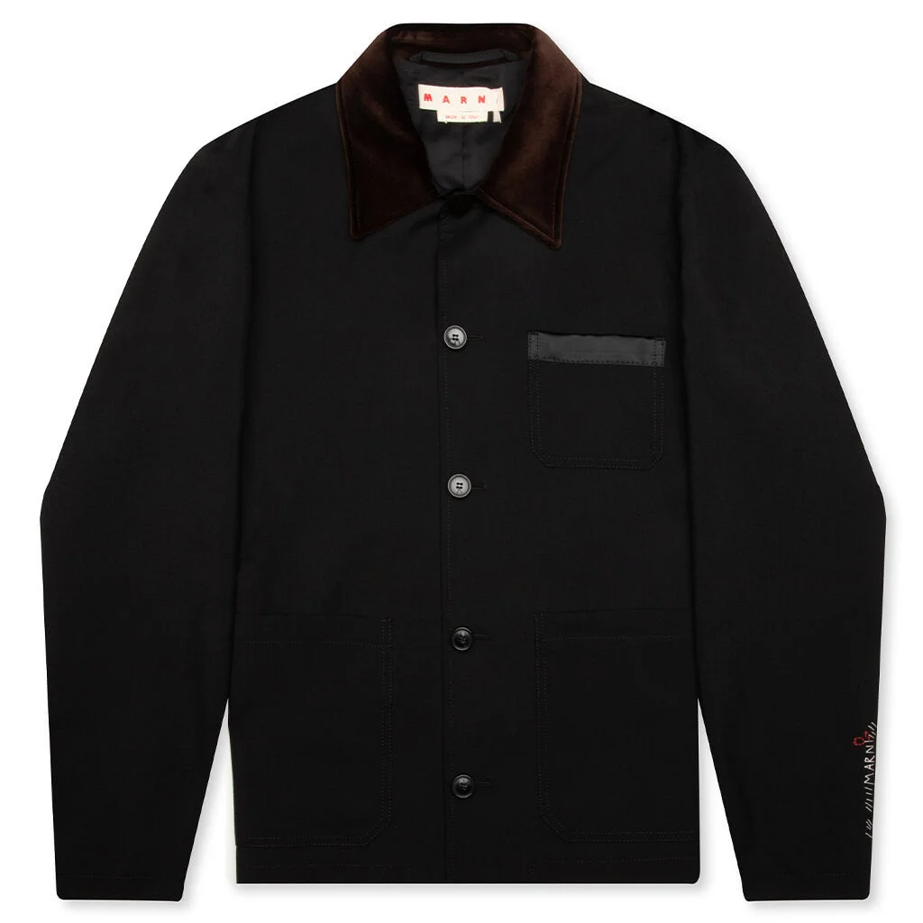 TROPICAL WOOL JACKET - BLACK - 1