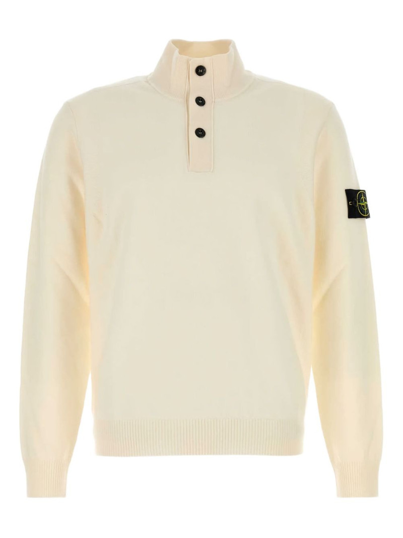 high-neck button sweater 1