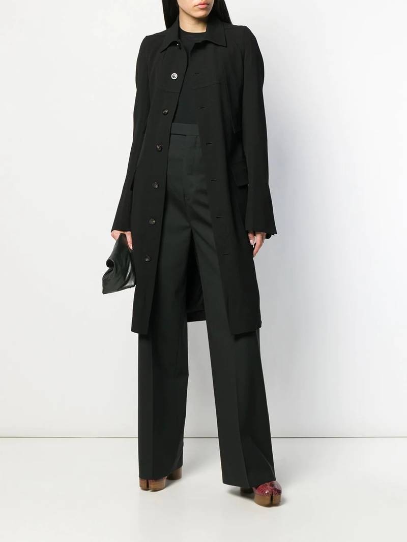 Rick Owens single-breasted belted coat outlook