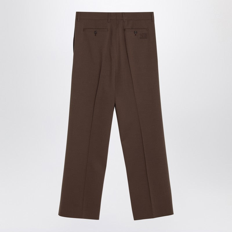 Miu Miu Brown Wool Trousers Women - 2