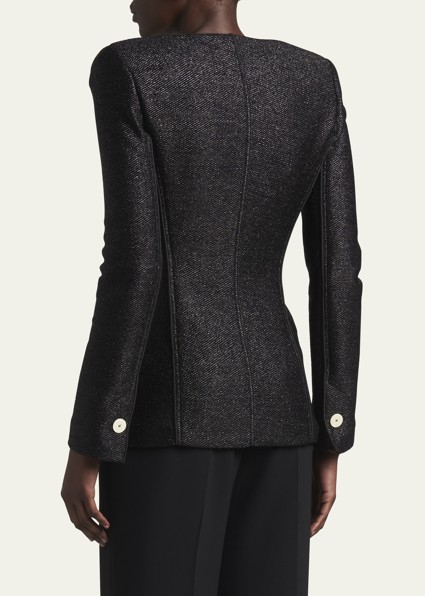 Metallic Rafia Motif Blazer - 3