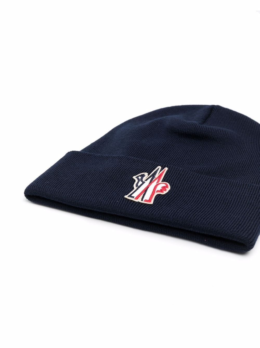 logo patch knitted wool beanie - 2