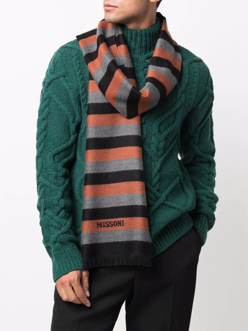 stripe-print wool scarf - 2