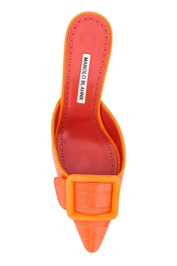 Orange leather Maysale mules - 4