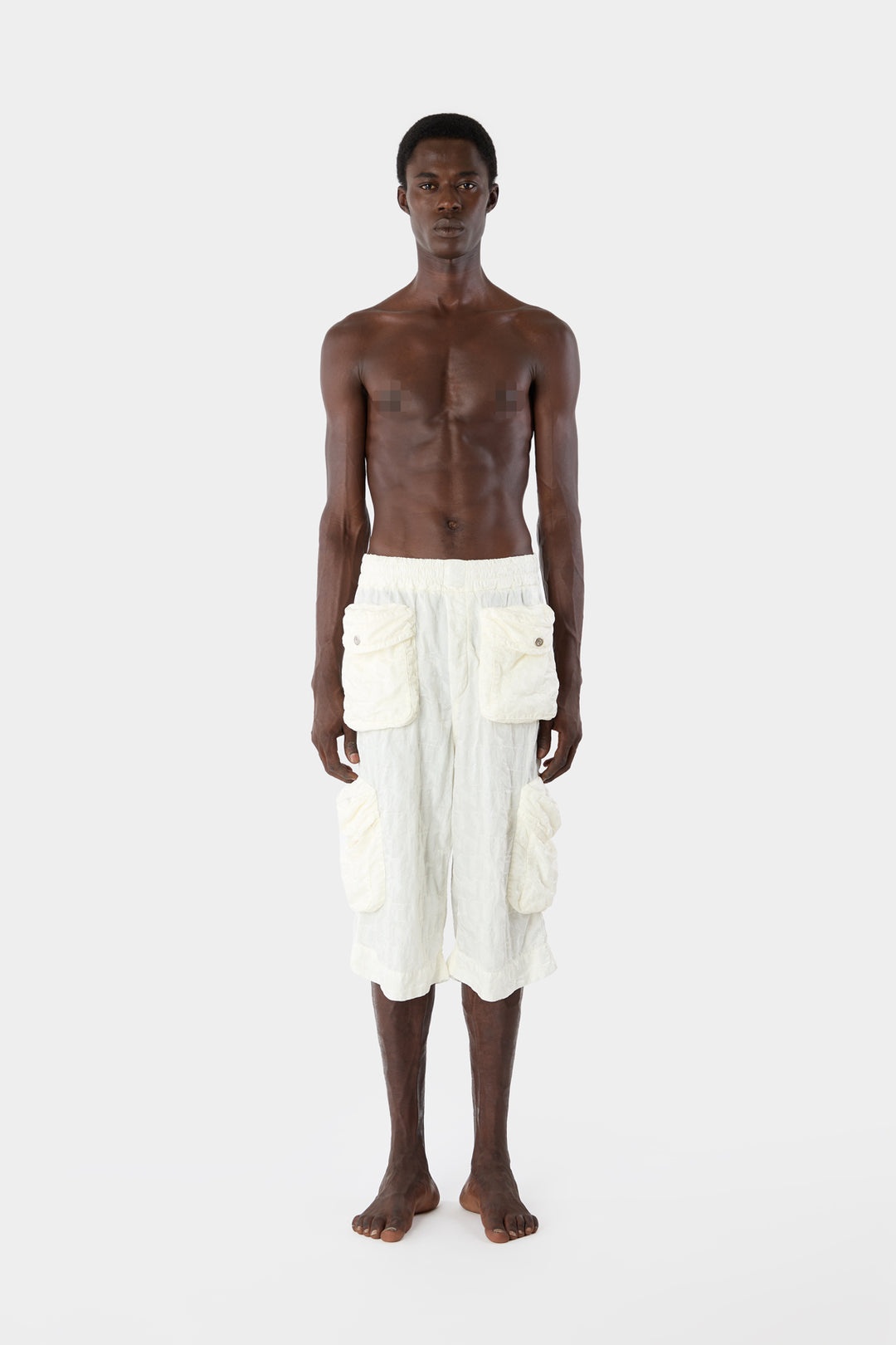 ALLOVER SHORT ELASTIC PANTS / cream - 1