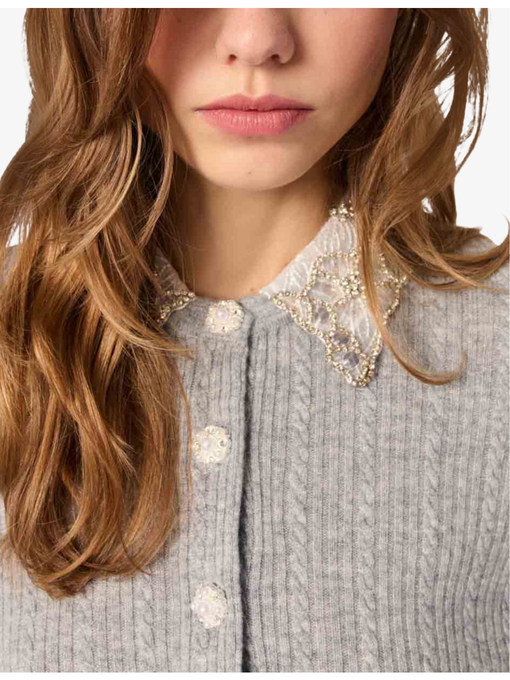 Embellished-collar wool and cashmere cardigan - 5