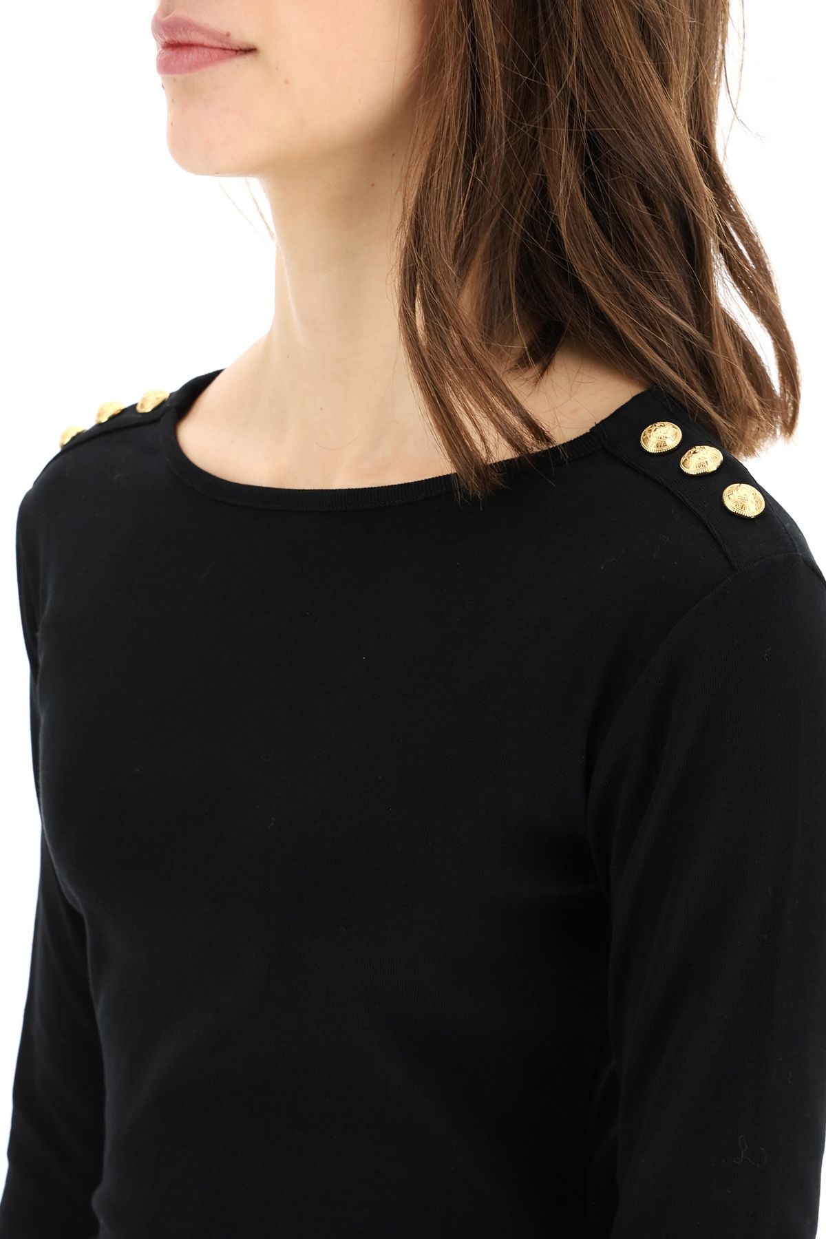 BOAT NECK SWEATER WITH BUTTONS - 5