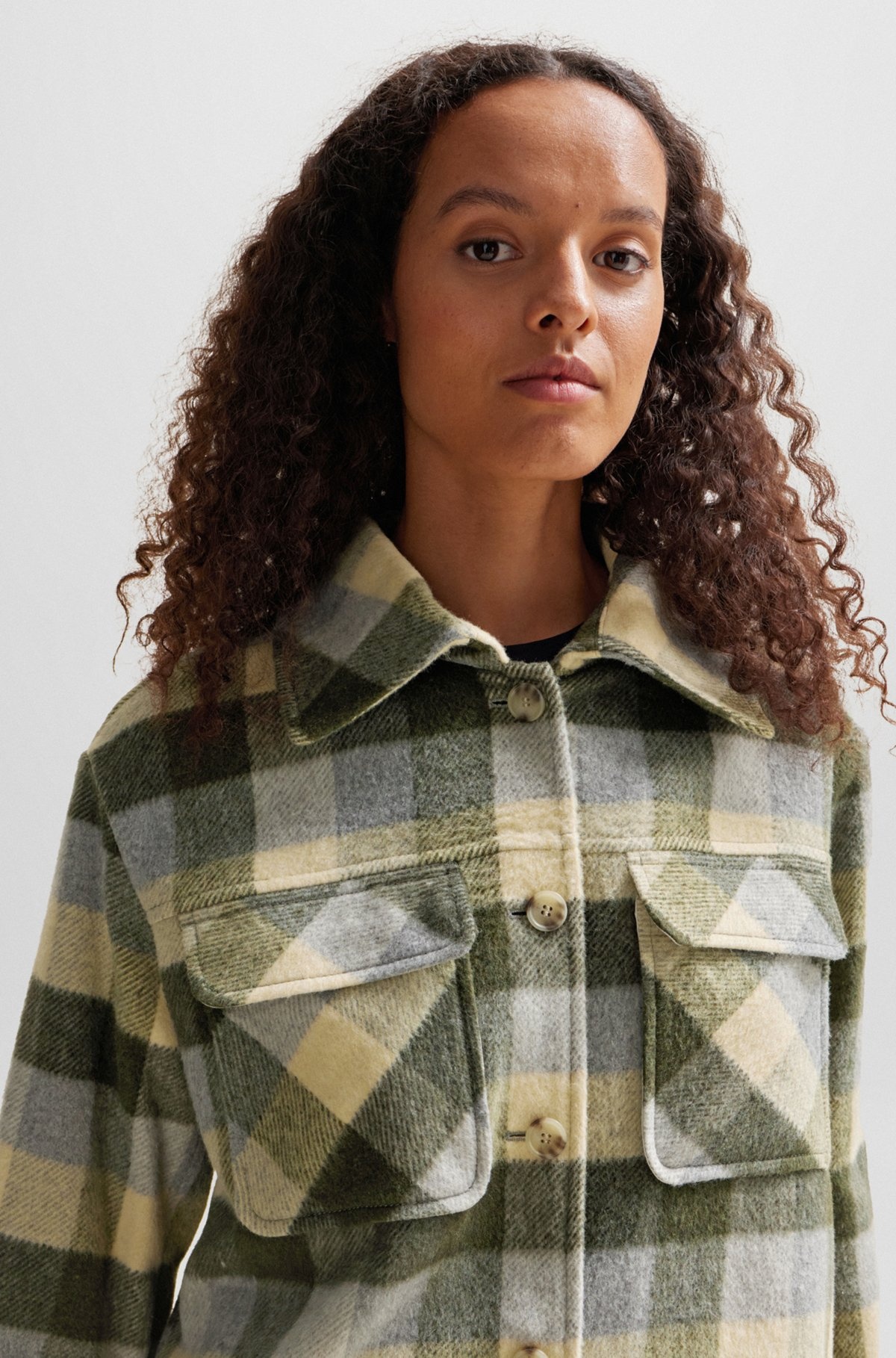 RELAXED-FIT JACKET IN CHECKED FABRIC WITH PATCH POCKETS - 5