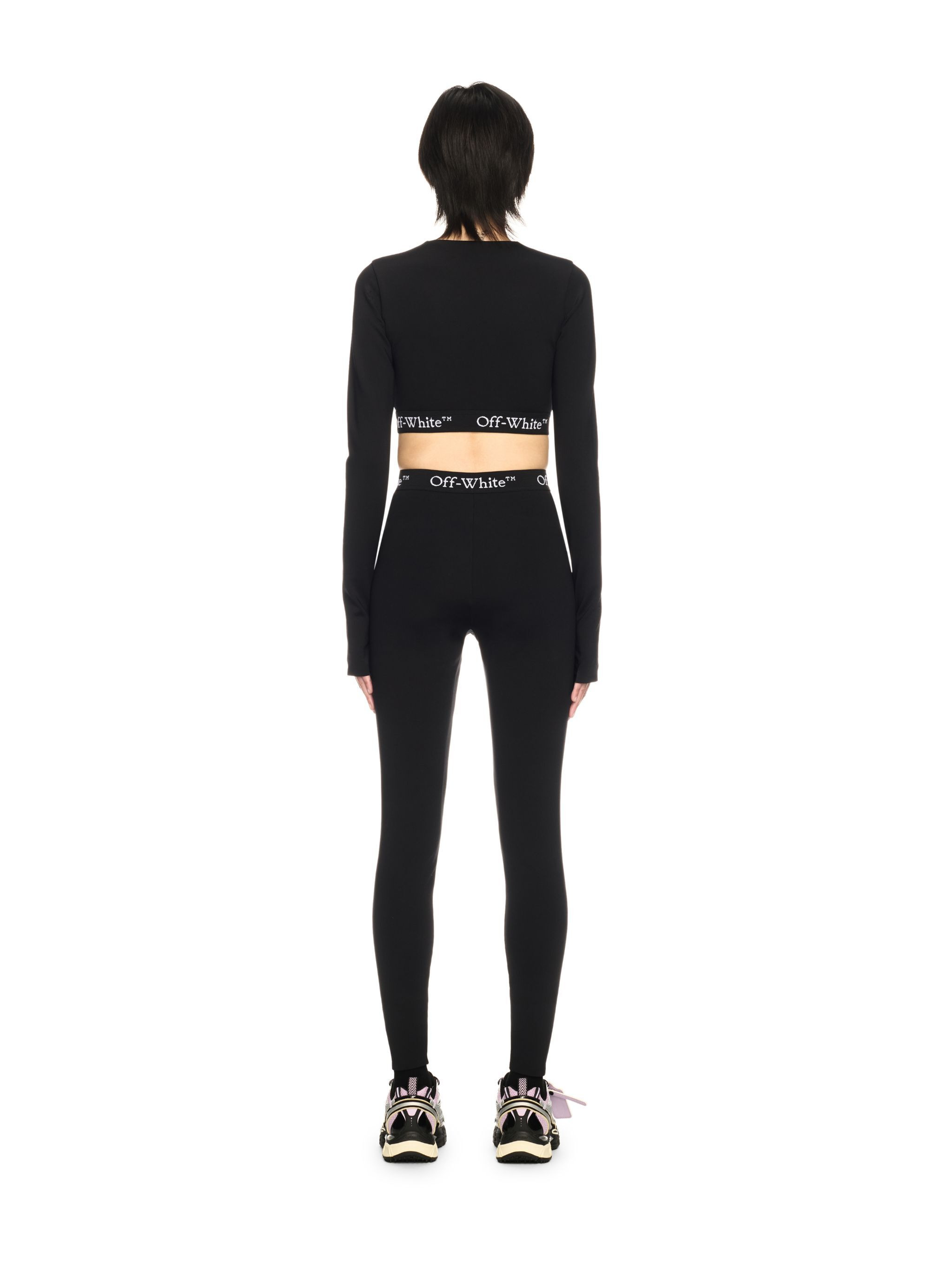 Black Logo Band Zip Crop Top - 4
