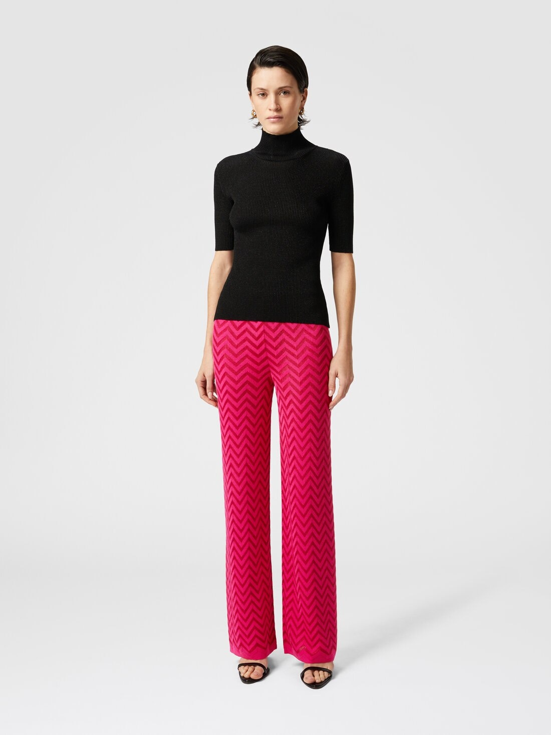 Tonal chevron pattern straight trousers - 2
