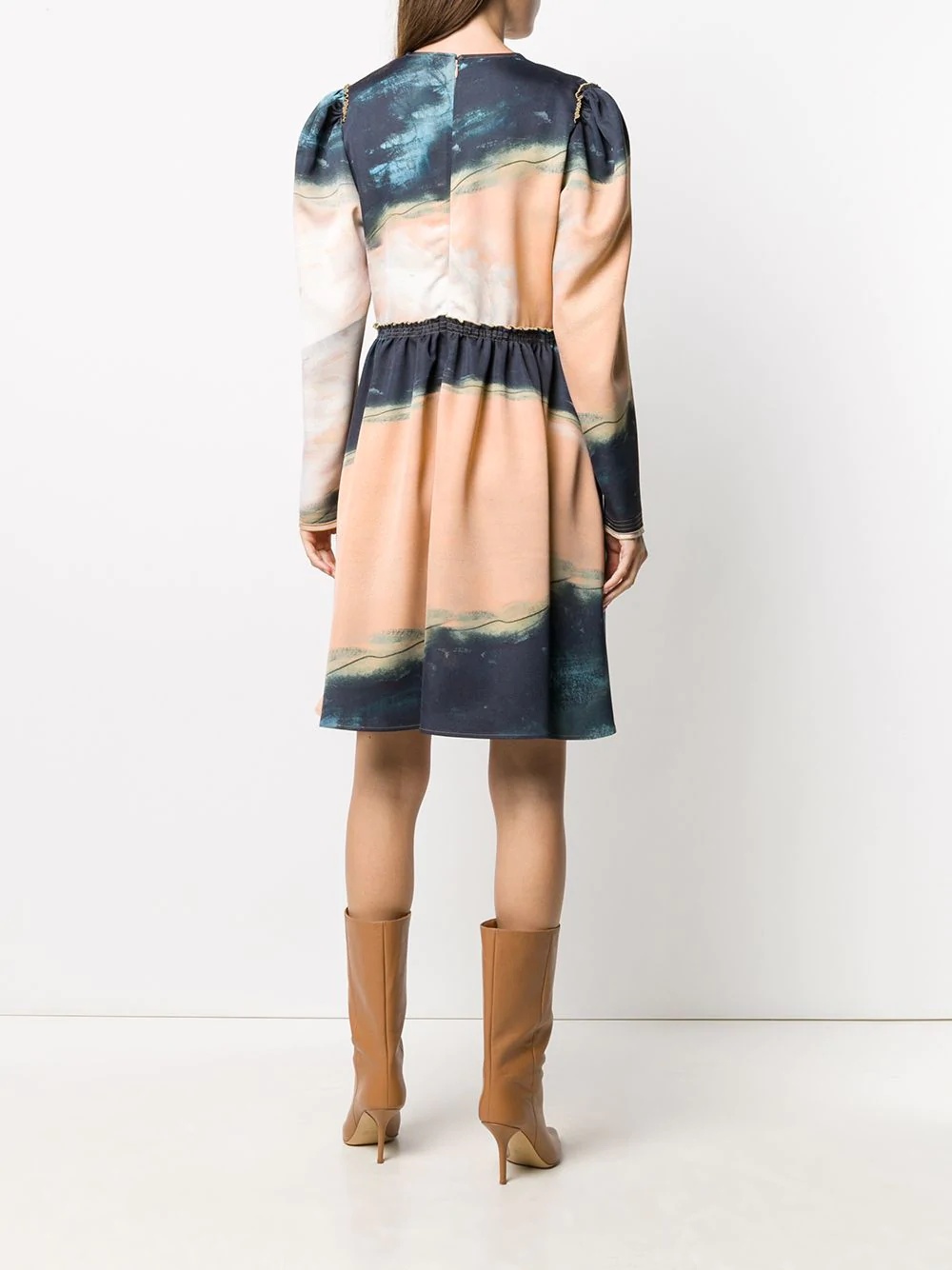 graphic print long-sleeve dress - 4