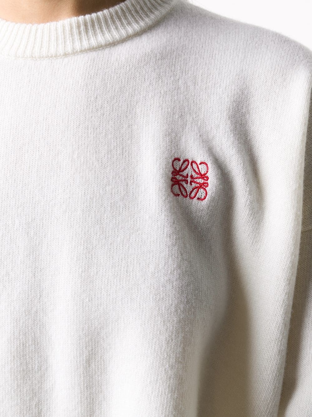 wool cropped jumper with logo embroidery - 5