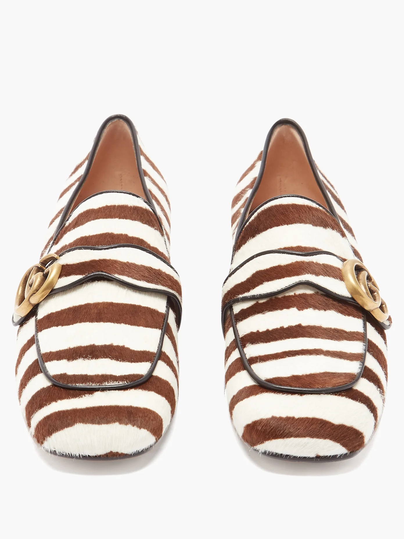 Marmont GG zebra-stripe calf-hair loafers - 5