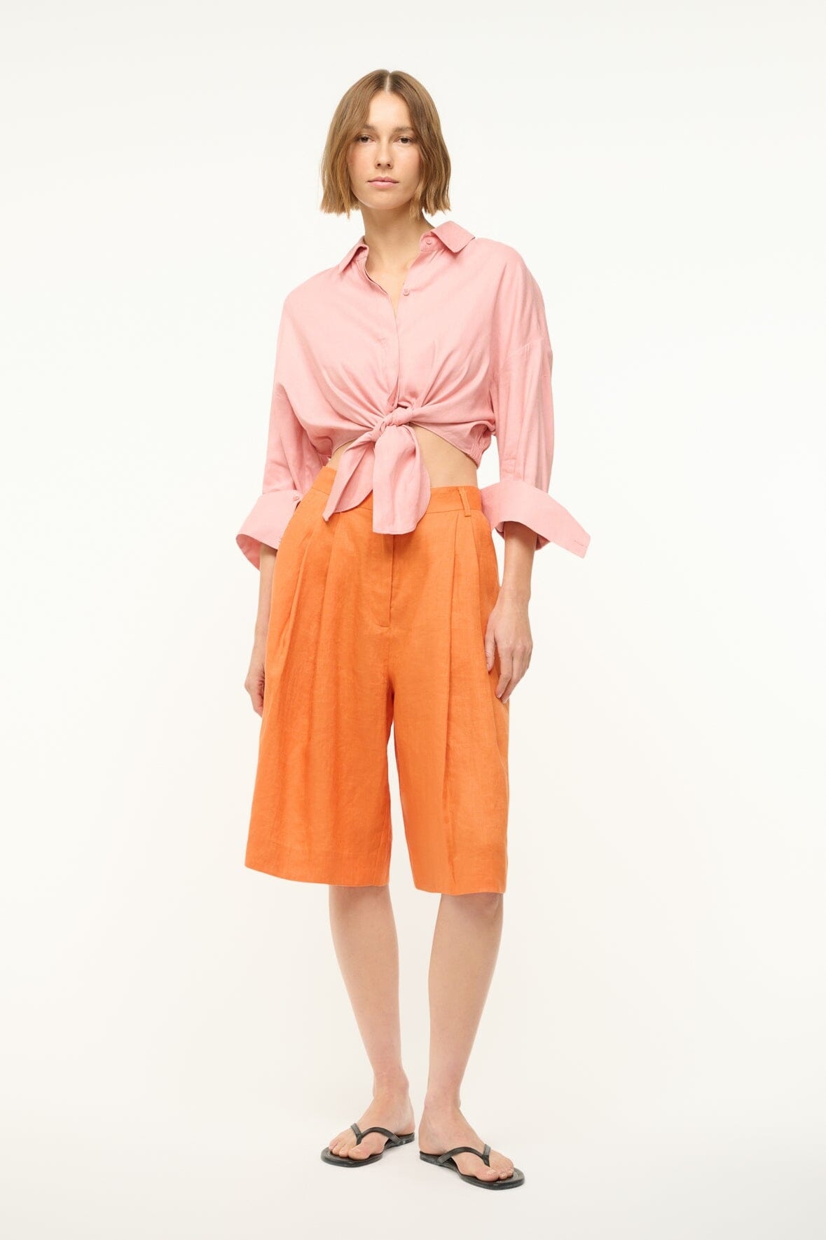 STAUD LISA LINEN TOP FADED BLUSH - 4