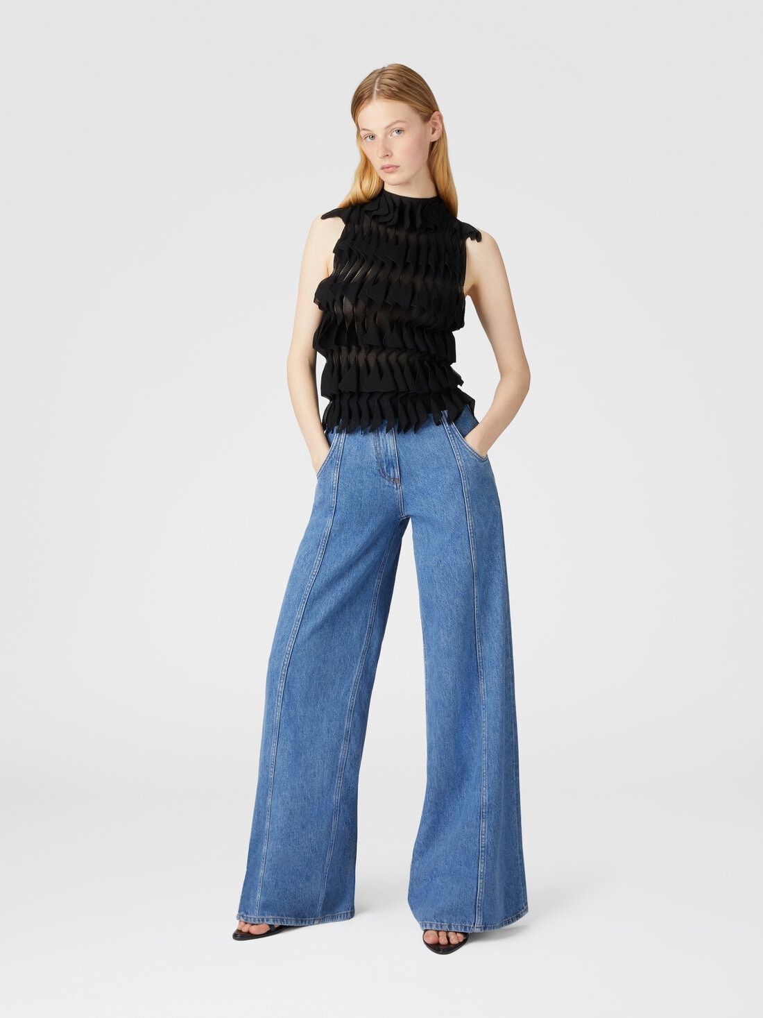 Wide-leg denim pants - 2