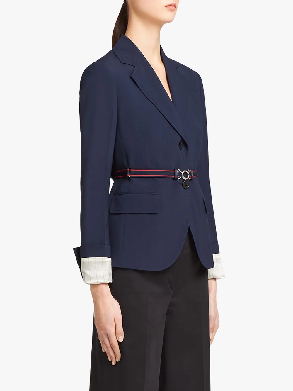 belted single-breasted blazer - 3