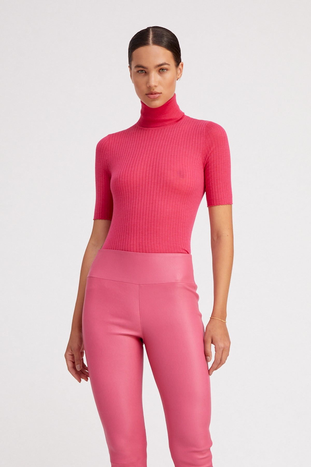 HOT PINK CASHMERE TURTLENECK - 1