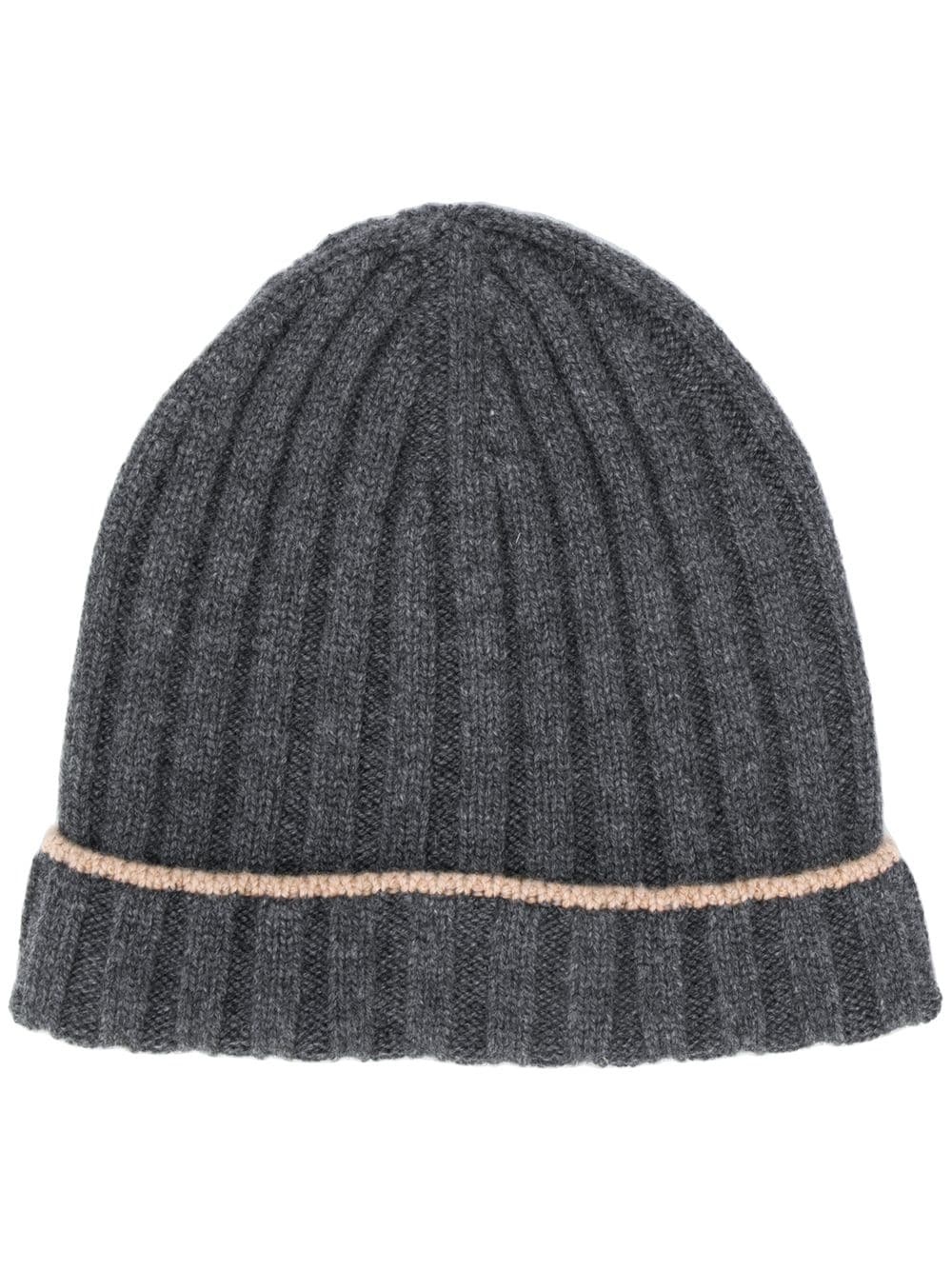 cashmere ribbed knit beanie - 1