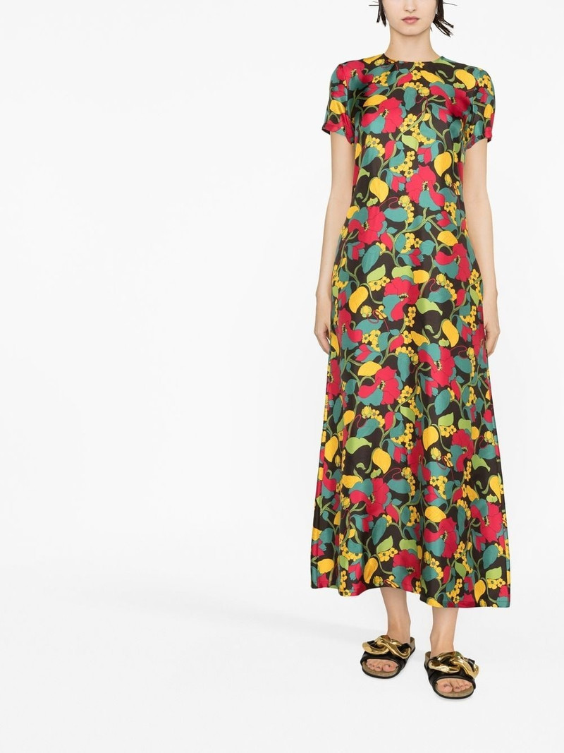 La DoubleJ Swing floral-print silk midi dress outlook