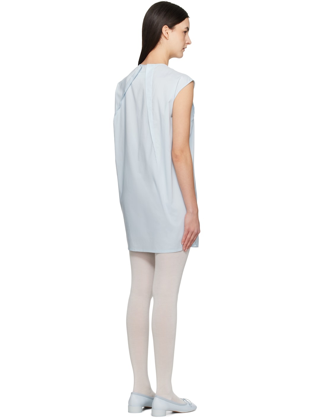 Blue Shirting Darting Minidress - 3