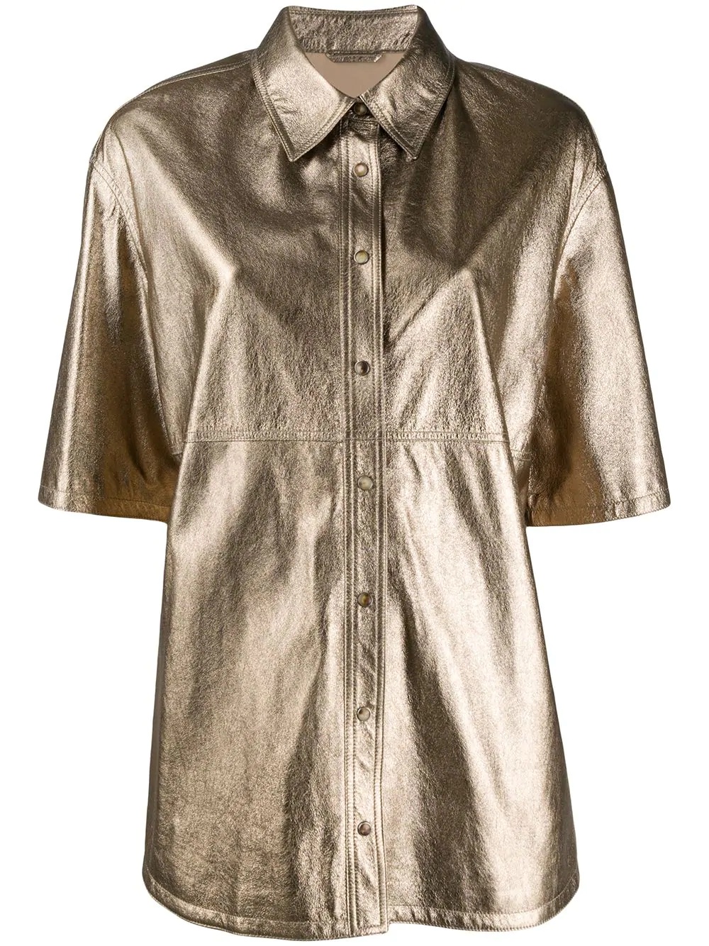 metallic sheen leather shirt - 1