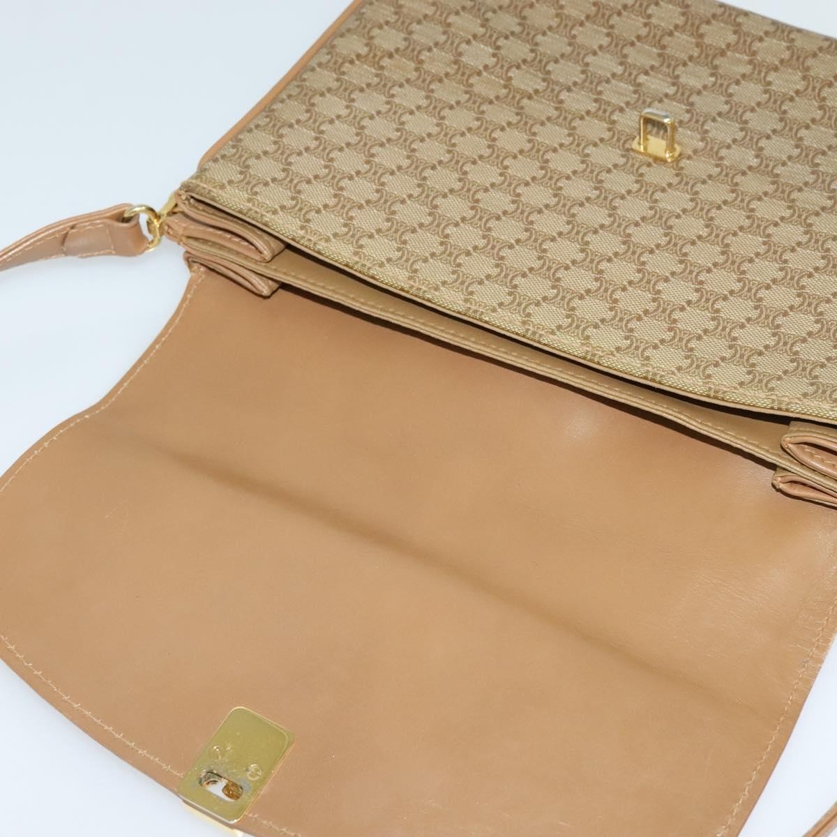CELINE Macadam Canvas Shoulder Bag Pvc Leather Beige - 10