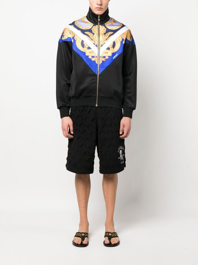 VERSACE Barocco-print zipped sweatshirt outlook