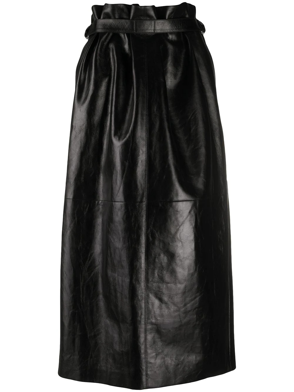 ruched-detail leather skirt - 1