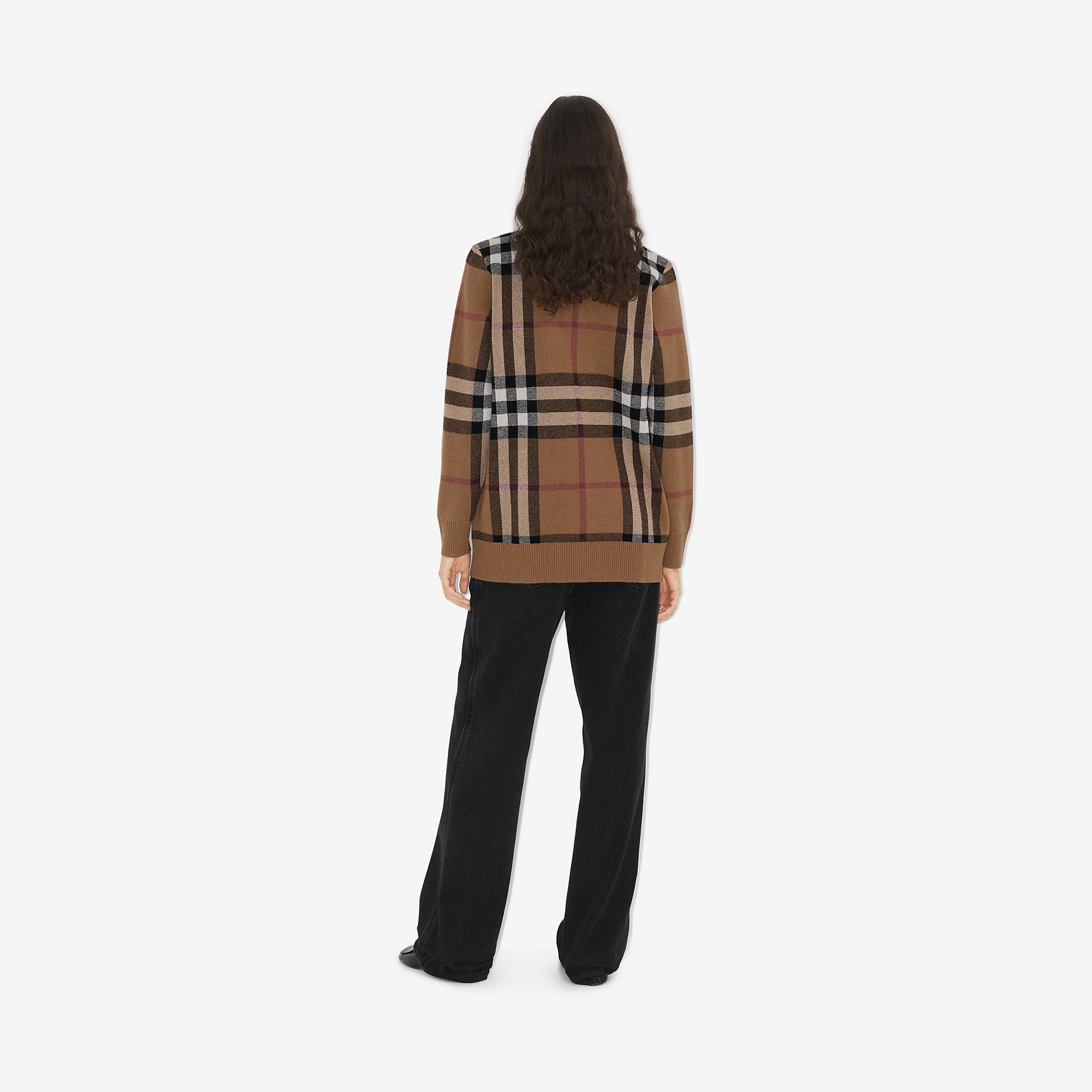 Check Wool Cashmere Jacquard Oversized Cardigan - 4