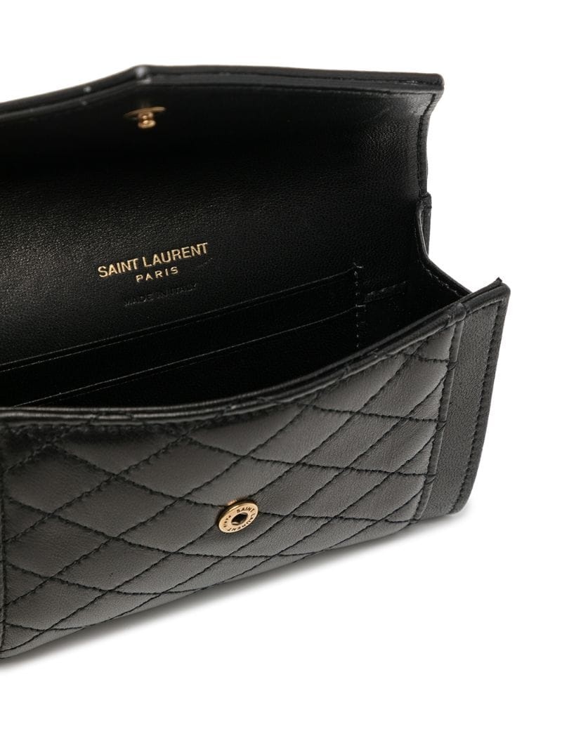 logo-plaque quilted clutch bag - 3