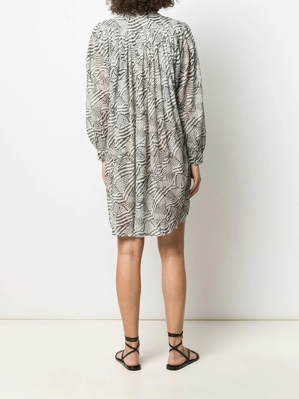 abstract-print gathered shift dress - 4