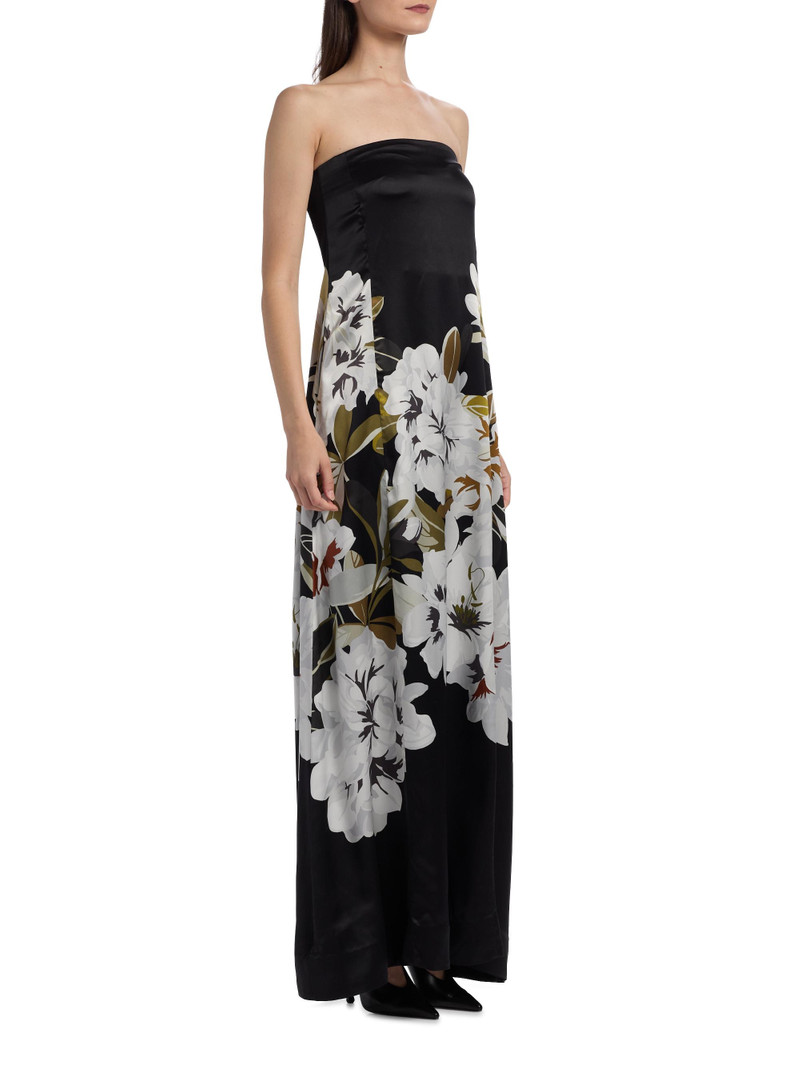 Women's Marais Floral Silk Charmeuse Dress - Black White 4