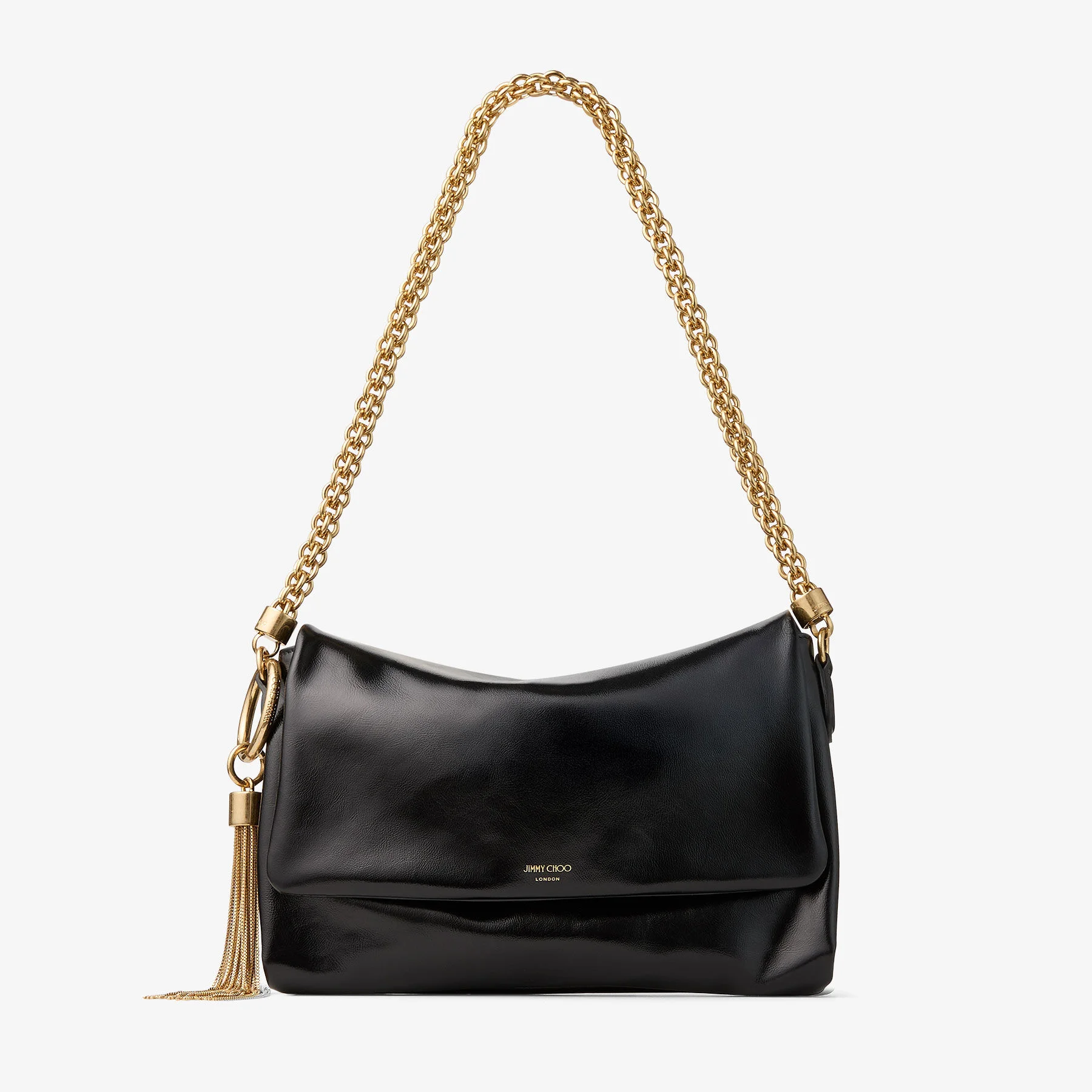 Callie Flap
Black Shiny Biker Leather Shoulder Bag - 1