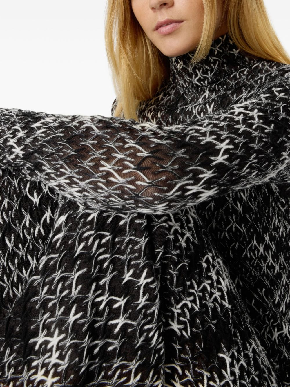 high-neck patterned midi dress - 4