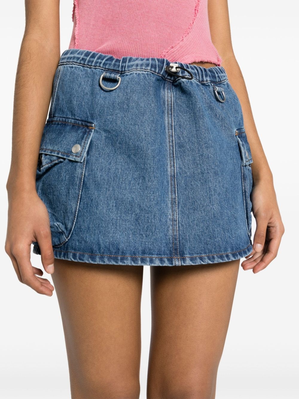 appliquÃ©-logo denim cargo skirt - 5