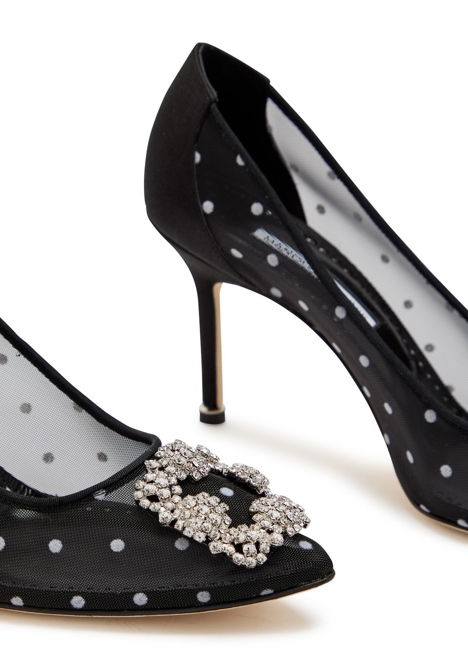 Manolo Blahnik Hangisi 90 Polka-dot Mesh Pumps - 4